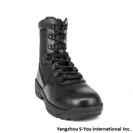 China Factory Leather Safety Black Army Style Boots for Men
