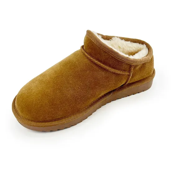 Ankle-Length Sheepskin Mini Boot Slippers – Cozy Indoor Warmth with Non-Slip Rubber Sole