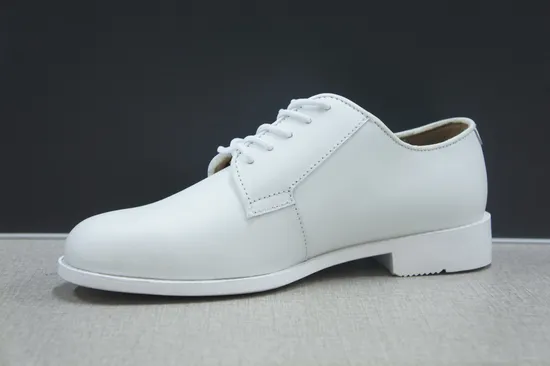 White Leather Men Shoes Dress Wearing