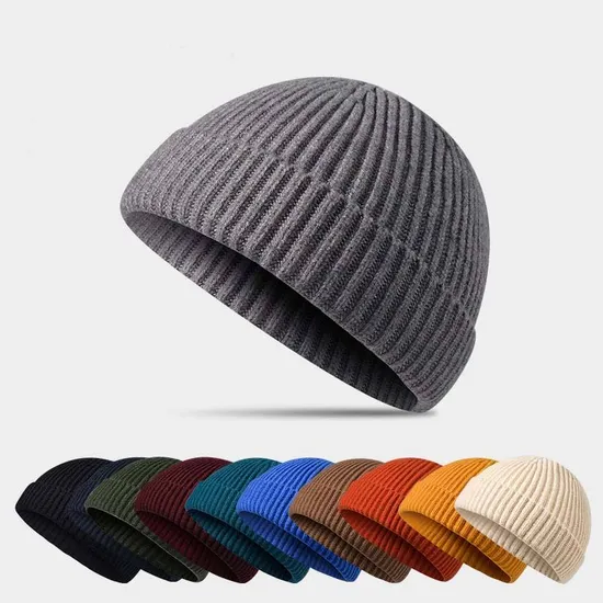 Custom Cotton Unisex Multi-Color Kintted Winter Beanie Hat Cap