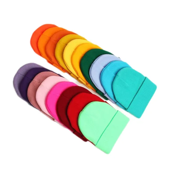 Custom Wholesale Glossy Panel Hip Hop Cold Hat Solid Colour Warm Knit Hat/Beanie