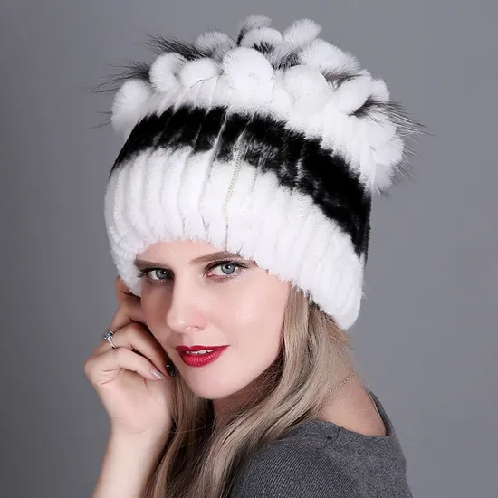 New Design Hot Selling Winter Warm Rabbit Fur Hats Gorras for Woman