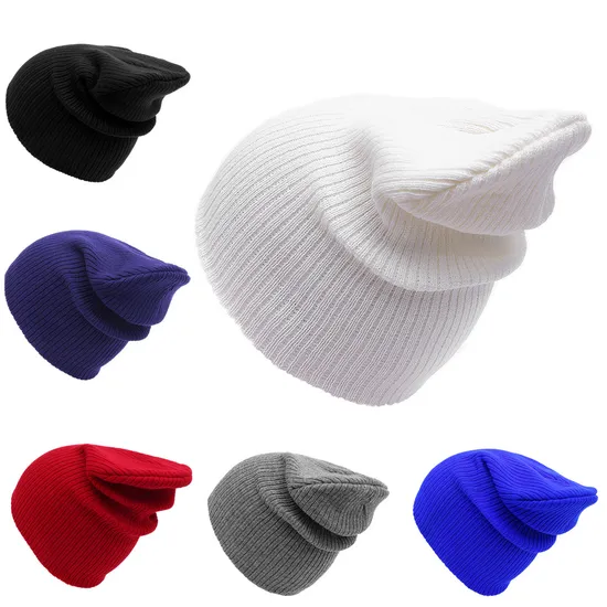 Wholesale Blank Acrylic Knitted Custom Beanie High Quality Unisex Thick Winter Beanie Hats with Logo
