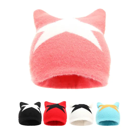Acrylic Yarn Knitted Beanie with Flat Embroidery or 3D Embroidery Patch Winter Hat Custom-Made Logo Lovely Style Popular