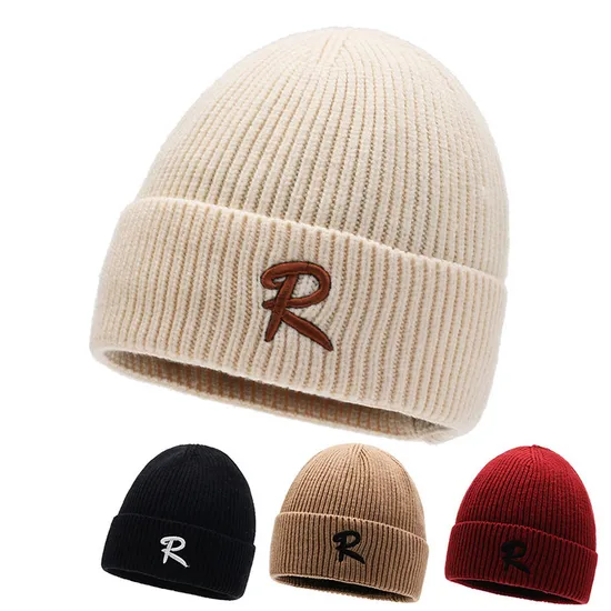 Customzie Wholesale Unisex Outdoor Cute Luxury Streetwear Slouchy Winter Warm Gorras Knitted Cuffed Winter Skull Caps Women Fisherman Acrylic Cotton Beanie Hats