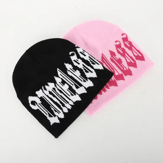 OEM Custom Unisex Acrylic Jacquard Logo Skull Knitted Sports Ski Beanie, Winter Warm Cap, Pull Over Protection Bobble Hat