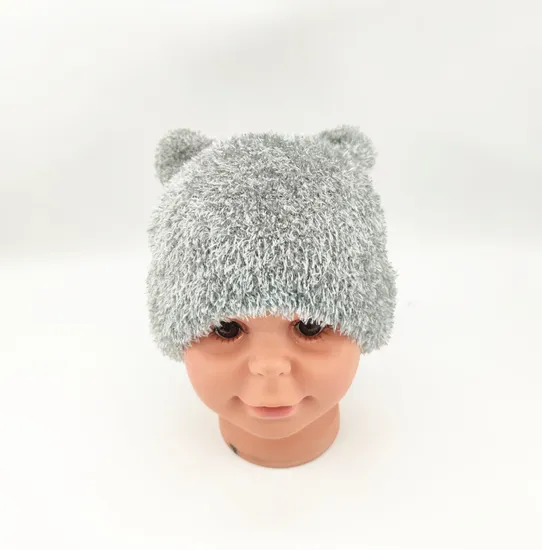 Children Knitted Hat with Cat Ears on Top