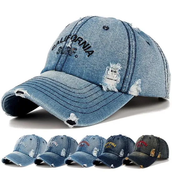 Street Trend Do Old Torn Hat Men Women Outdoor Leisure Denim Baseball Cap