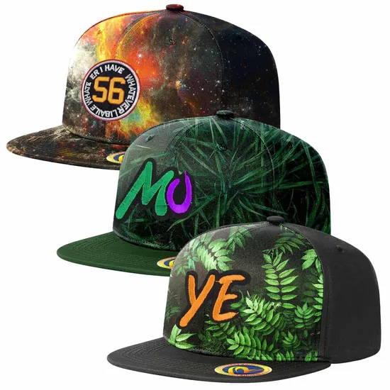Wholesale Custom Flat Brim Printed Baseball Cap Hat Hip Hop Snapback Caps with Adjustable Strap