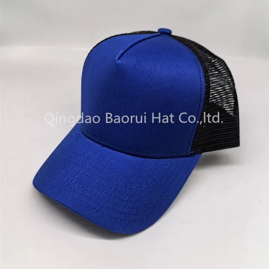 5 Panel 1610 Cotton Twill Thicker Mesh Blank Baseball Caps 58cm