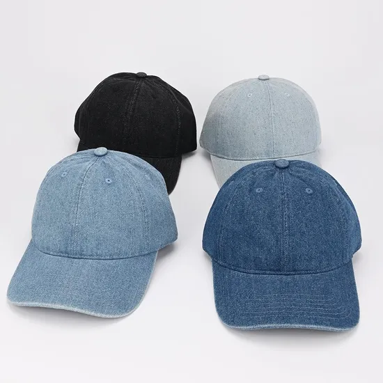 Customize Vintage Plain Washed Cotton Denim Men Women Retro Adjustable Golf Hats Baseball Cap for Headwear