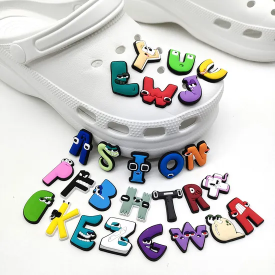 26PCS Alphabet Croc Charms Shoe Decoration Charms for Clog Sandals, Shoes Accessories for Kids Boys Girls Party Gifts