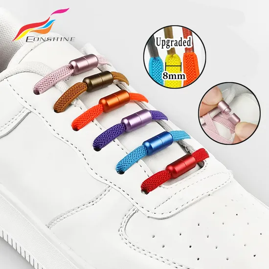 Eonshine 8mm Lazy Stretch Flat No Tie Metal Capsule Buckle Elastic Shoelaces Eonshine 8mm Lazy Stretch Flat No Tie Metal Capsule Buckle Elastic Shoelaces