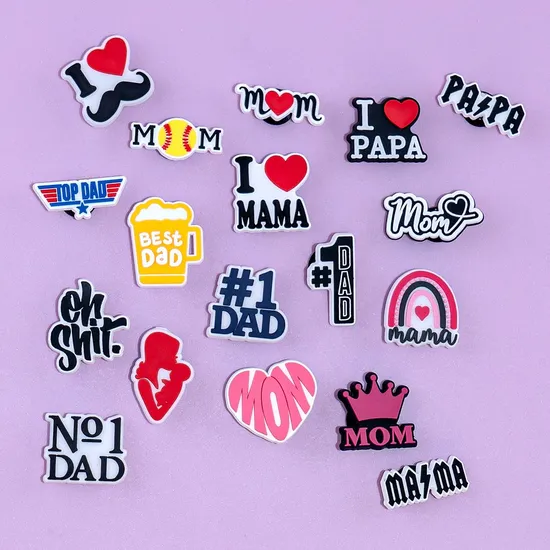Wholesale New Arrival Custom PVC Love Mom Dad Shoe Charms