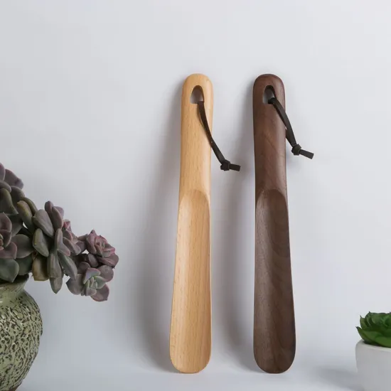Custom Logo Wooden Shoehorn Shoe Horn Beech Wood for Hotel