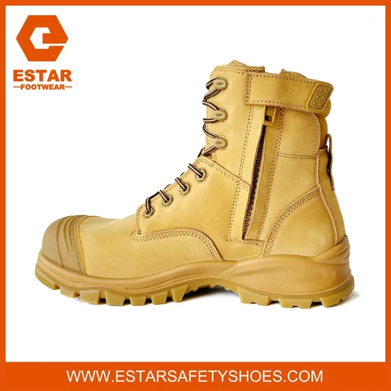 Zip Sided Lace-up High Leg Water-Resistant Nubuck Leather Protective Safety Boots
