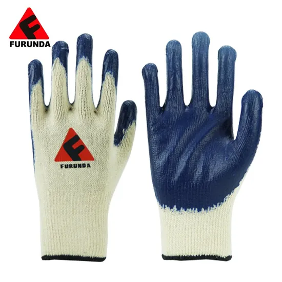 Safety Gloves 10g Cotton Latex Coated Wrinkle Working Gloves