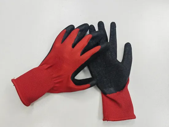 High Quality Customized Breathable Labor Smooth Work Wrinkle Palm Construction Coated Gloves Protective Firm Grip Latex Gloves