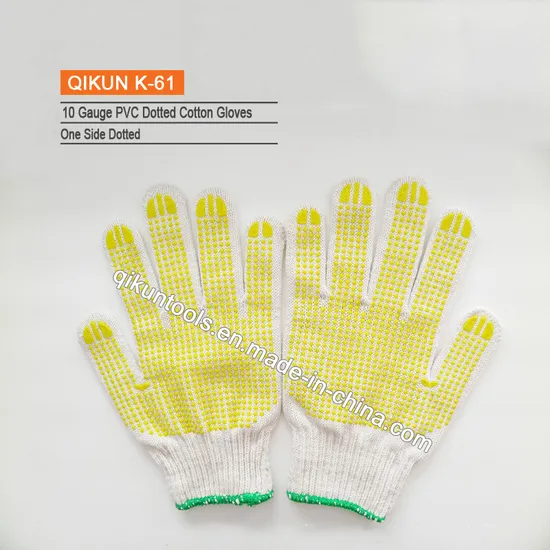 K-61 One/Two Sides Knitted Dotted Working Cotton Labor Protect Industrial Safety Gloves
