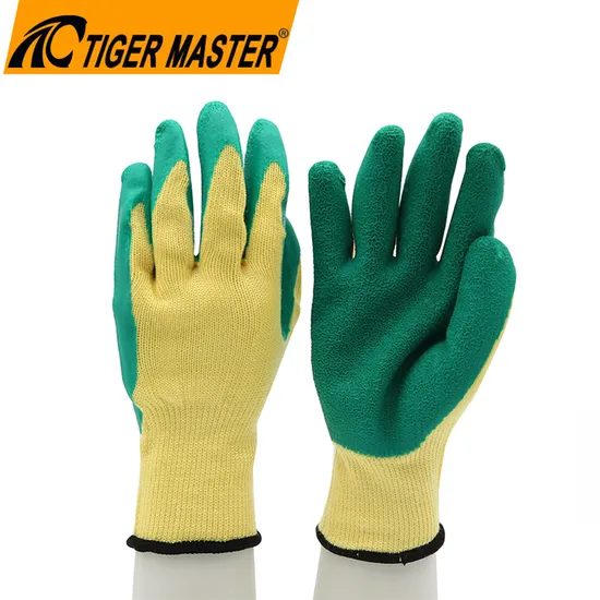 CE En388 21 Gauge 5 Yarns Anti-Slip Latex Industrial Work Safety Gloves