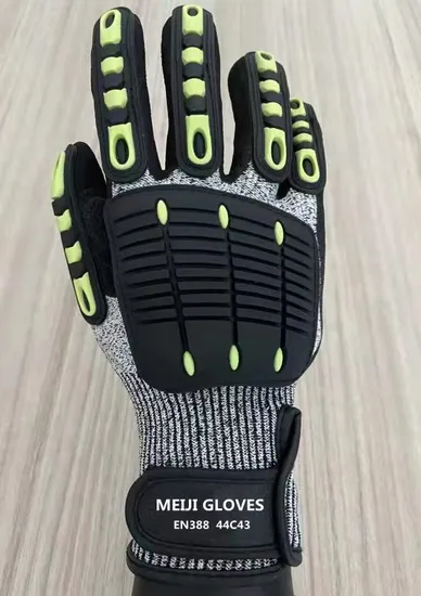 100% Excellent Grip Anti Vibration Oil Proof Cut Resistant Safety Working Gloves Sandy Nitrile for Impact Proof