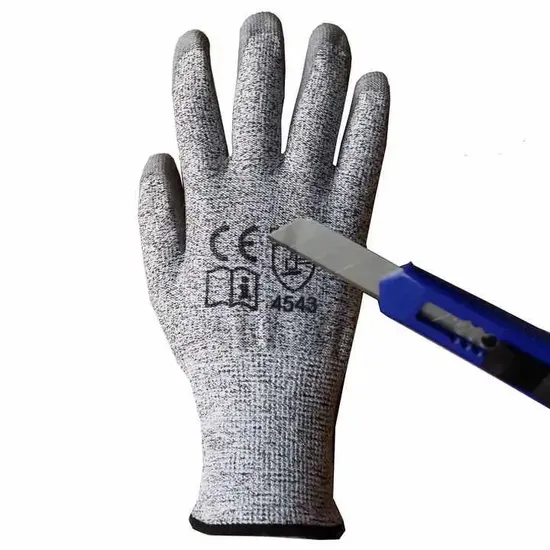 PU Coated Working Protective Anti Cut Safety Cut Resistant Level 5 Gloves