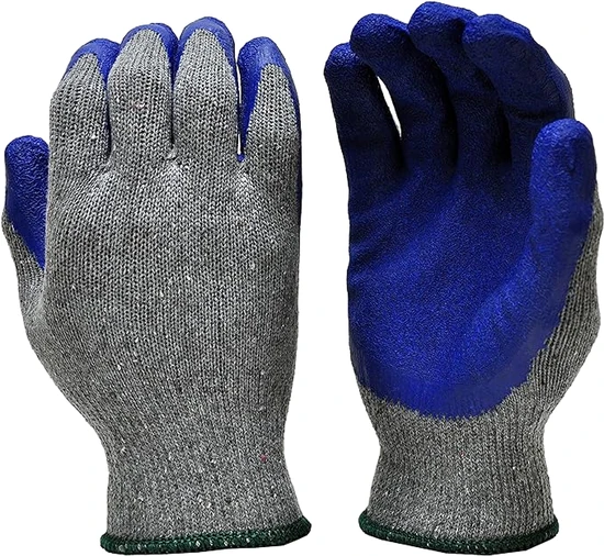 China Wholesale Protective Glove Blue Crinkle/Latex/Rubber Coated Guante Price Safety Work/Working Gloves for Labor/Construction/Industrial