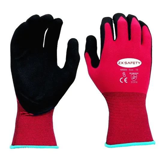 18 Gauge Blue Nylon Spandex Gloves with Sandy Foam Nitrile Coating Palm