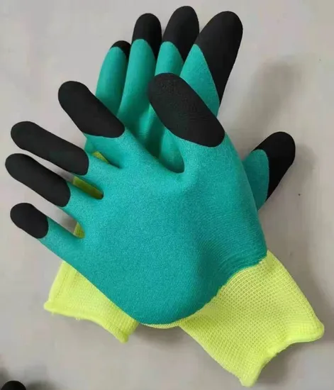 Breathable Fingers Double Foamed Latex Coated Work Gloves