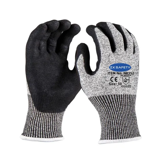 Sandy Nitrile Coated Hppe Cut Resistant 5 Gloves