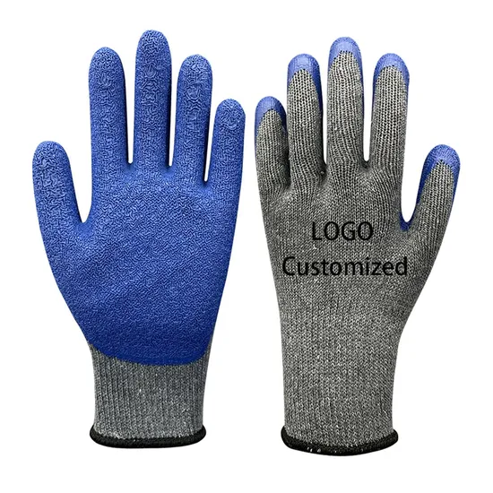Zs Custom Logo Labor Protection Blue Latex Safety Work Hand Gloves