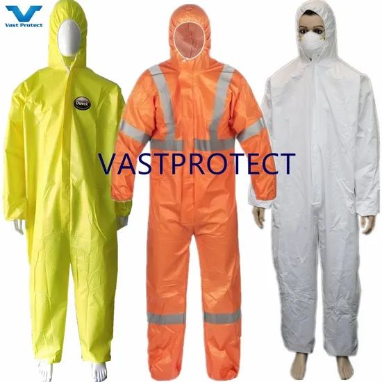 Factory CE Cat 3 III Type 4/5/6 Industrial Safety Protective Apparel PPE Nonwoven SMS Microporous Disposable Overall