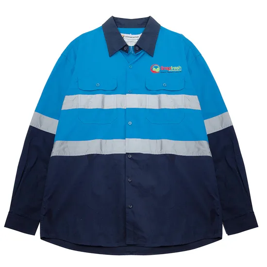 Custom Made Reflective Tape Safety with Side Industrial Work Shirt