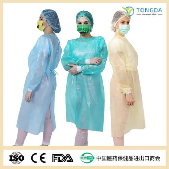 OEM Customized Disposable Non Woven Isolation Gown Elastic Cuff or Knitted Cuff PP SMS Protective clothing Isolation Gown
