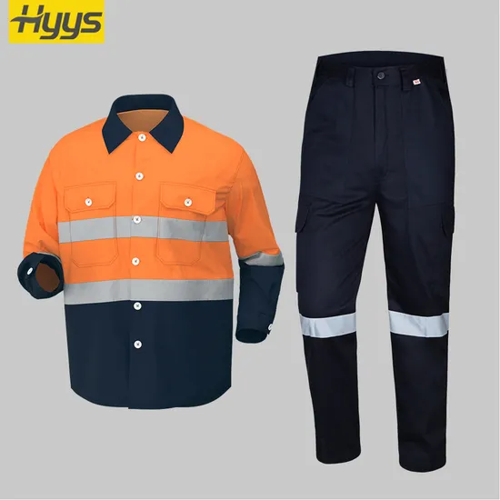 Summer Hi Vis Work Clothes Reflective Strips Men 100% Cotton Workwear