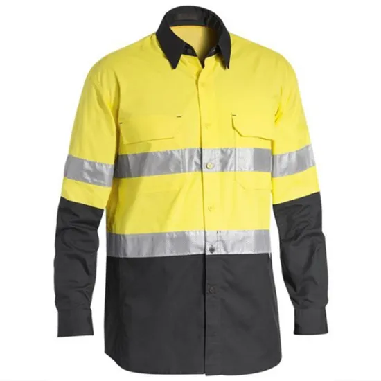 Construction Security Hi Viz Cotton Safety Work Shirt with 3m Reflective Tape
