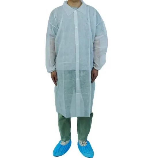 Disposable White Lab Coats Non-Woven PP Protective Coverall Safety Clothing