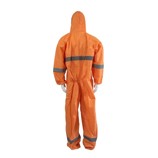 Orange Disposable Coveralls Overall Waterproof with Reflective Tape