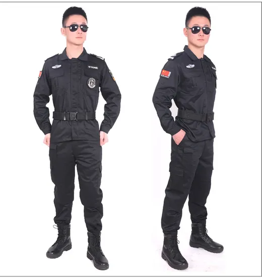 Wear-Resistant Black Security Guard Winter Spring and Autumn Training Uniforms for Men and Women Long-Sleeved Security Guard Safety Protective Appareal