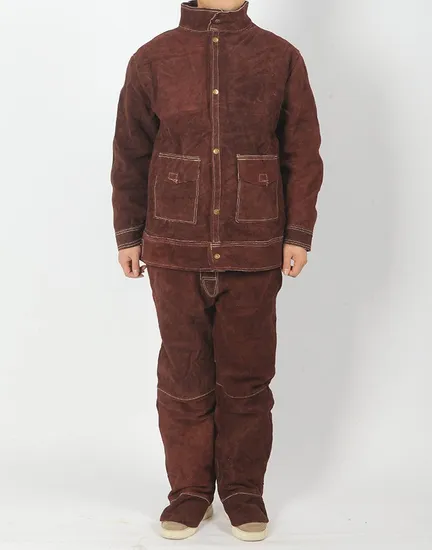 Factory Supply Cowhide Split Fireproof Welder Safety Clothing Welding Leather Work Clothes