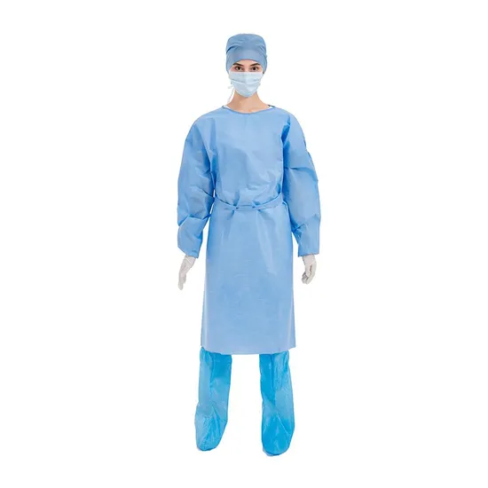 Waterproof Long Sleeve Non Woven PE Laminated Level 1 Isolation Gown Non Disposable