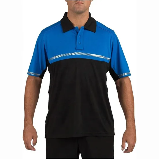 Hi-Visibility Men′s Bike Patrol Short Sleeve Polo Shirts Blue Black Polo Shirts