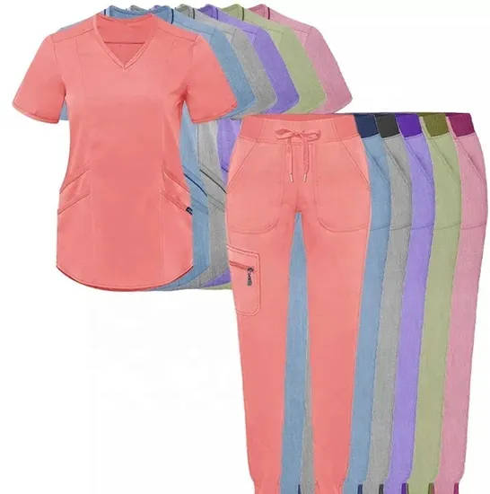 2025 Women Stretch Jogger Scrub Sets Uniform Woven Hospital Uniforms