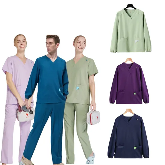 Quality OEM Scrub Uniform Set for Hospital Staff Medical Hospital Uniform Workwear Nurse Clothing Doctor Lab Coat