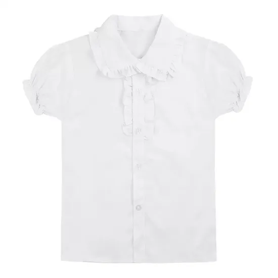 New Design High Quality Short Sleeve White Color Student Shirt Uniform