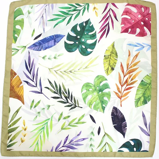 Custom Square Silk Scarves Plant Flower Printed Logo