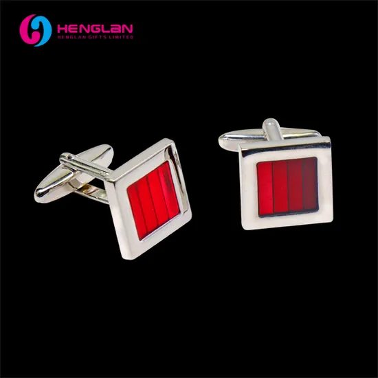 China Factory Wholesale Custom Fashion Metal Man′s Shirt Cuff Links Accessories Brass Material Silver Plated Blue Striped Enamel Cufflinks