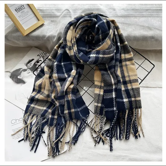 Fashion Scarf Student Plaid Tassel Shawl Imitation Cashmere Warm Winter Classic Clothing Accessories