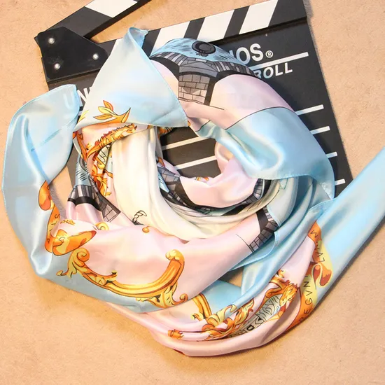 Wholesale Multifunction Fashion Cotton Polyester Digital Print Square Silk Scarf