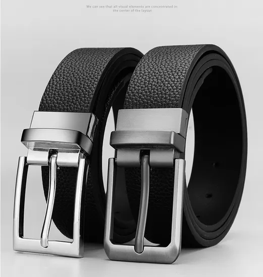 Double-Sided Rotary Buckle Belt Leisure Business Suit Belt Double-Sided Belt for Male